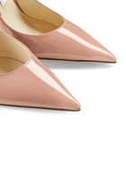 Love 100 Logo-Embossed Patent-Leather Pointed Pumps
